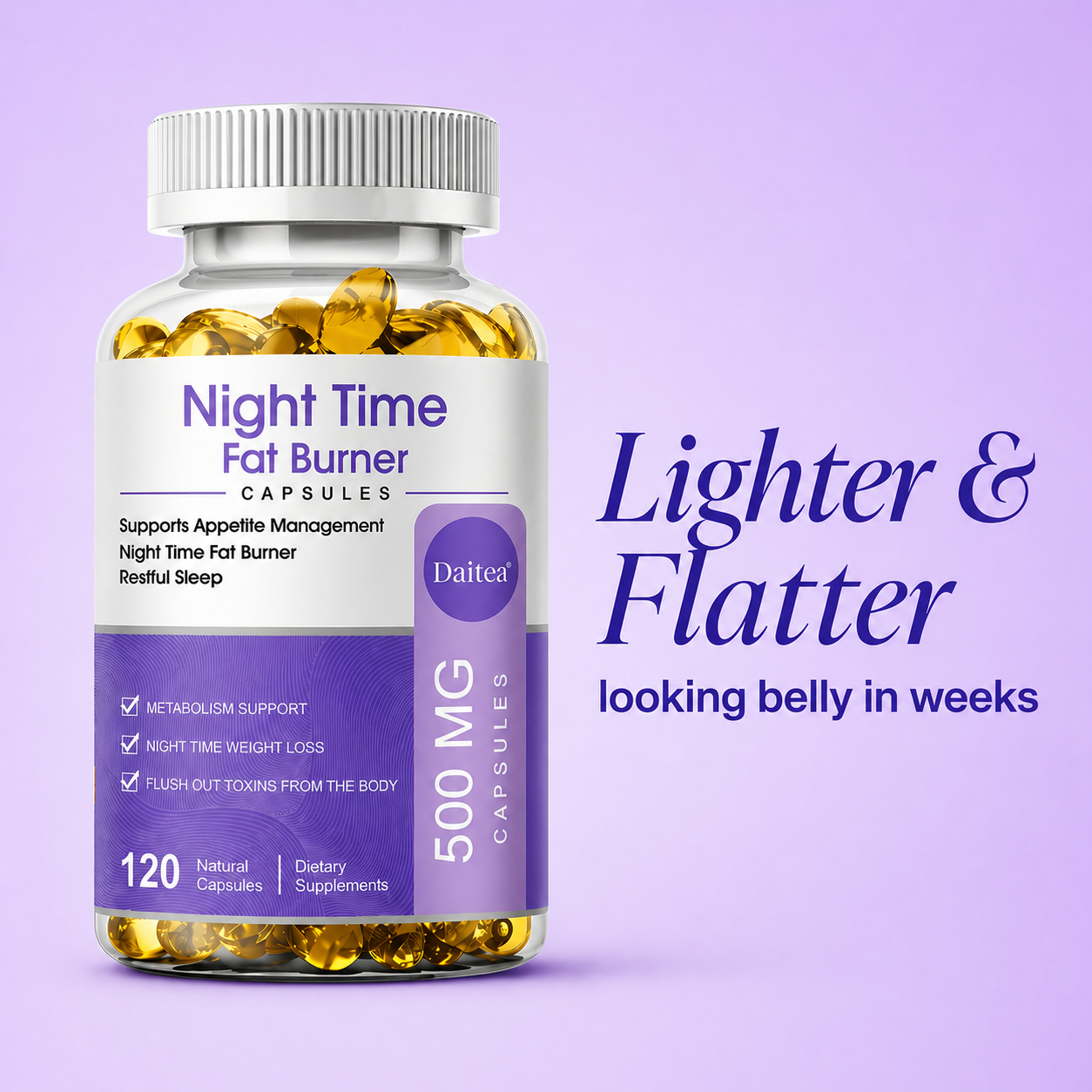 DAITEA Two Months Supply Night Routine Capsules – Metabolism & Evening Wellness Support - 120 Capsules